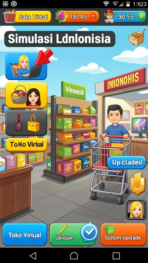 Screenshot menunjukkan antarmuka utama permainan yang menarik.